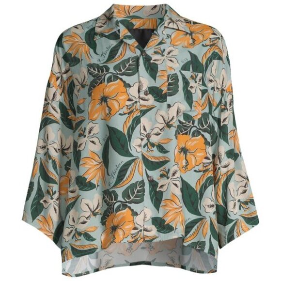 New R13 ​Logo Hawaiian Tropical-Print Oversized Unisex Shirt In Blue Floral NWT - Picture 8 of 15